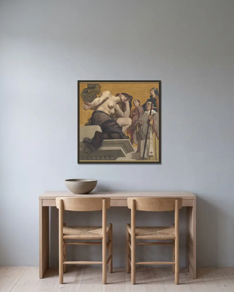 Der Genius des Schmerzes von Jean-Paul Laurens gerahmt an einer Wand