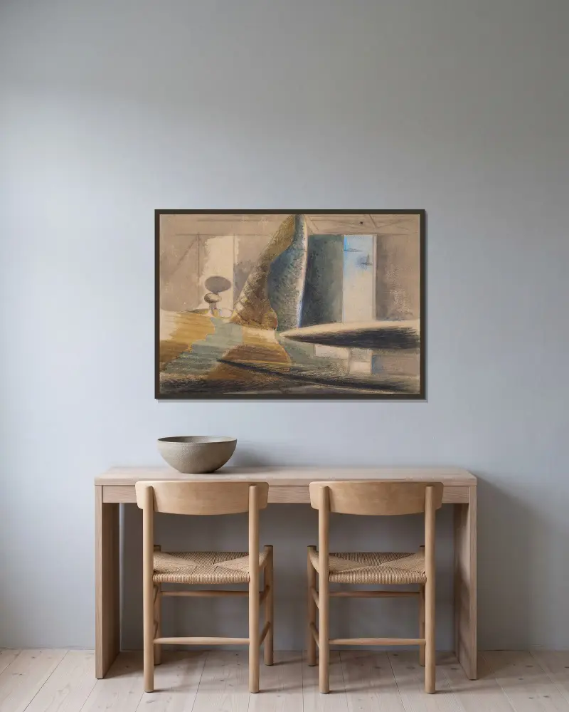 Bomber Lair – Egg and Fin av Paul Nash inramad på en vägg