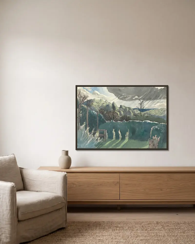 Krajobraz, Paul Nash w ramie na ścianie