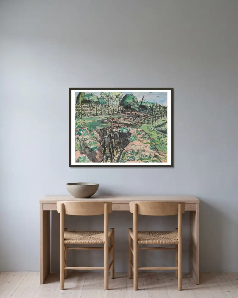 Opuszczanie okopów, Paul Nash w ramie na ścianie