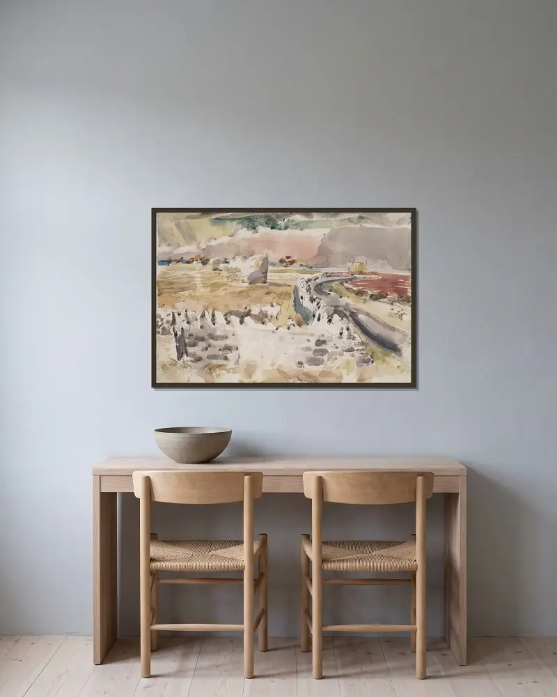 Oxfordshire Landscape von Paul Nash gerahmt an einer Wand
