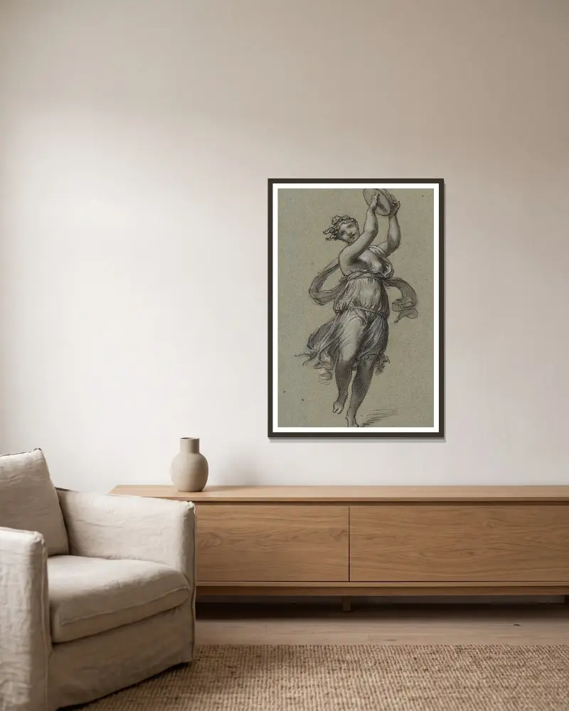 Danseuse au tambourin av Pierre-Paul Prud'hon inramad på en vägg