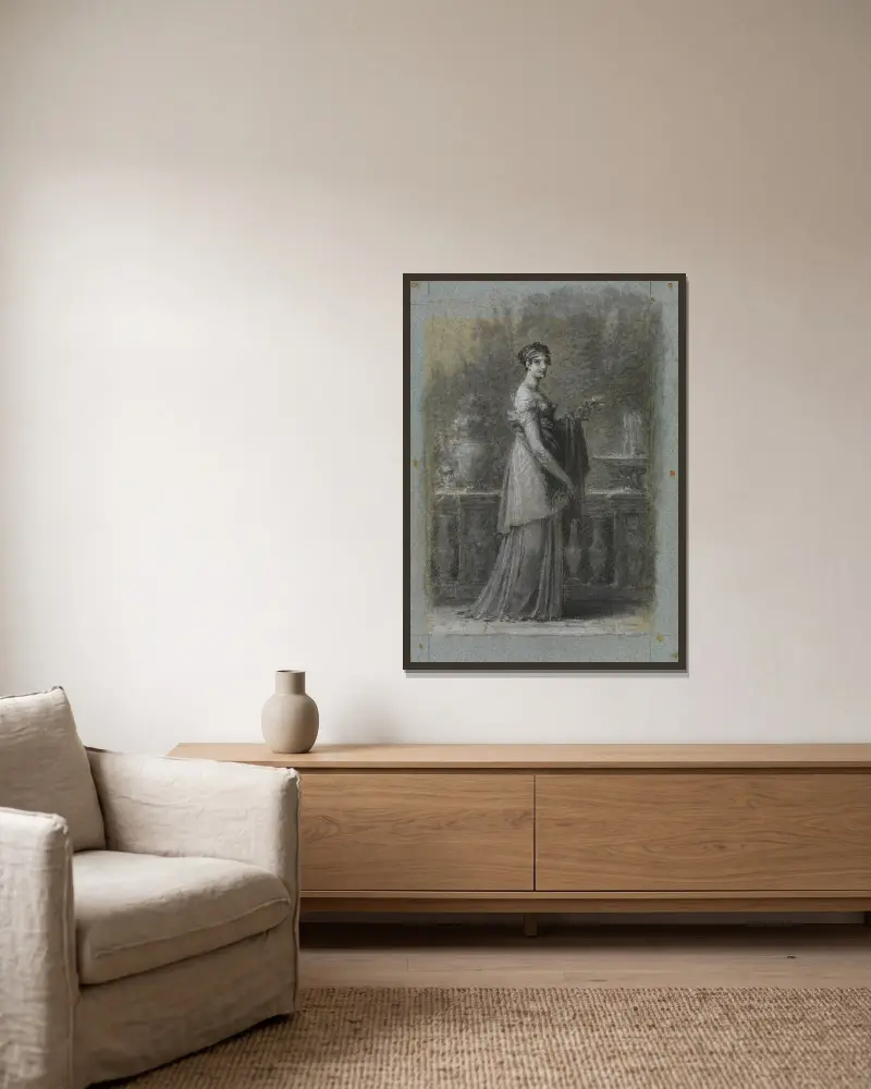 Kejsarinnan Joséphine Bonaparte, stående i helfigur av Pierre-Paul Prud'hon inramad på en vägg