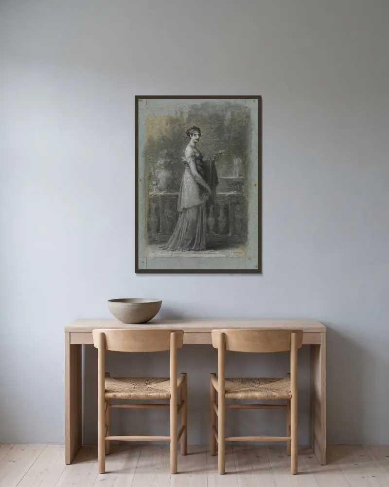 Kejsarinnan Joséphine Bonaparte, stående i helfigur av Pierre-Paul Prud'hon inramad på en vägg