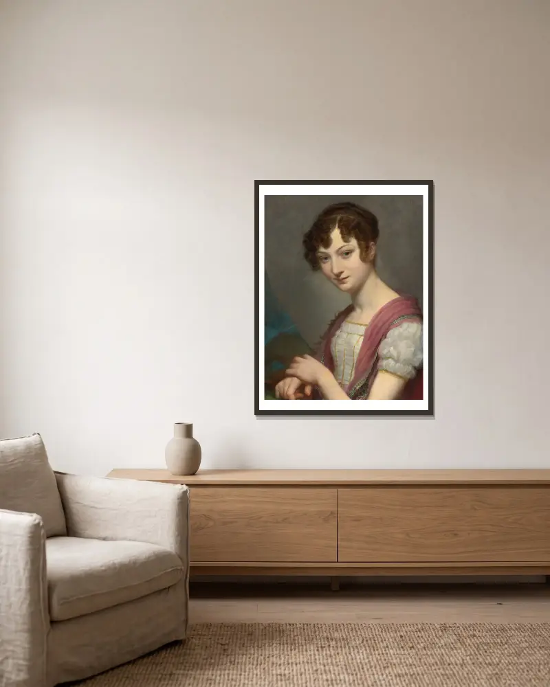 Lavinie Barbier-Walbonne, senare baronessa Darriule av Pierre-Paul Prud'hon inramad på en vägg