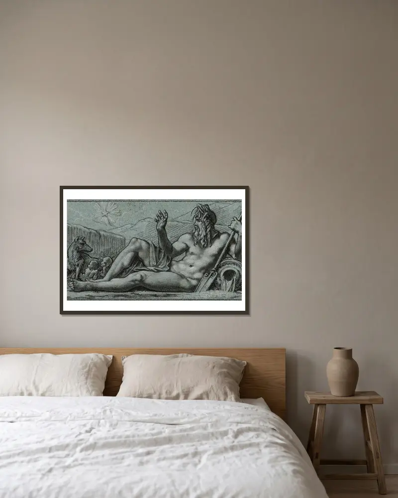 Tibern ser den gryende stjärnan stiga upp av Pierre-Paul Prud'hon inramad på en vägg