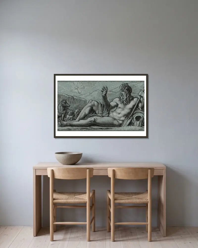 Tibern ser den gryende stjärnan stiga upp av Pierre-Paul Prud'hon inramad på en vägg