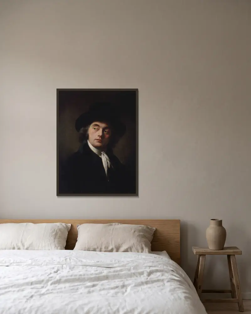 Bildnis eines Unbekannten von Pierre-Paul Prud'hon gerahmt an einer Wand