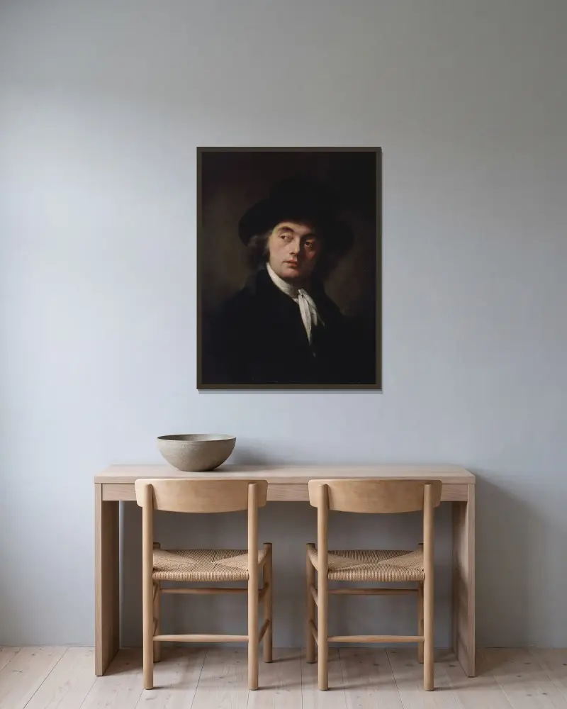 Bildnis eines Unbekannten von Pierre-Paul Prud'hon gerahmt an einer Wand