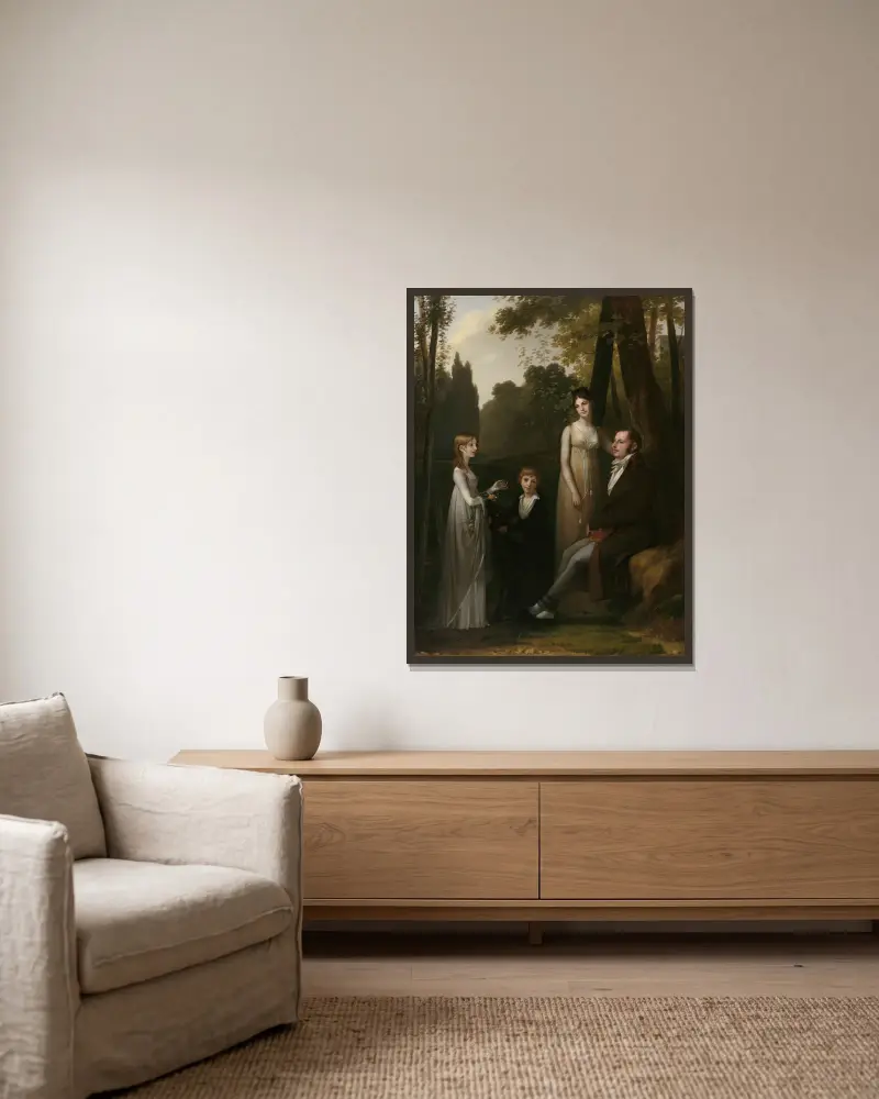 Porträt von Rutger Jan Schimmelpenninck und seiner Familie von Pierre-Paul Prud'hon gerahmt an einer Wand