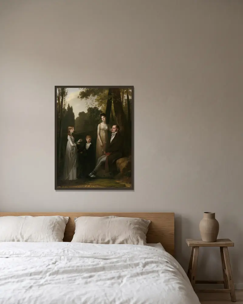Porträt von Rutger Jan Schimmelpenninck und seiner Familie von Pierre-Paul Prud'hon gerahmt an einer Wand