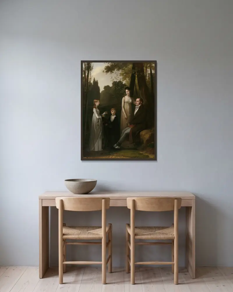 Porträt von Rutger Jan Schimmelpenninck und seiner Familie von Pierre-Paul Prud'hon gerahmt an einer Wand