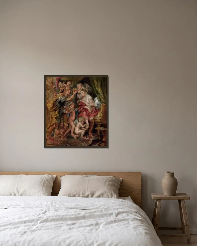 Alexander und Roxana von Peter Paul Rubens gerahmt an einer Wand