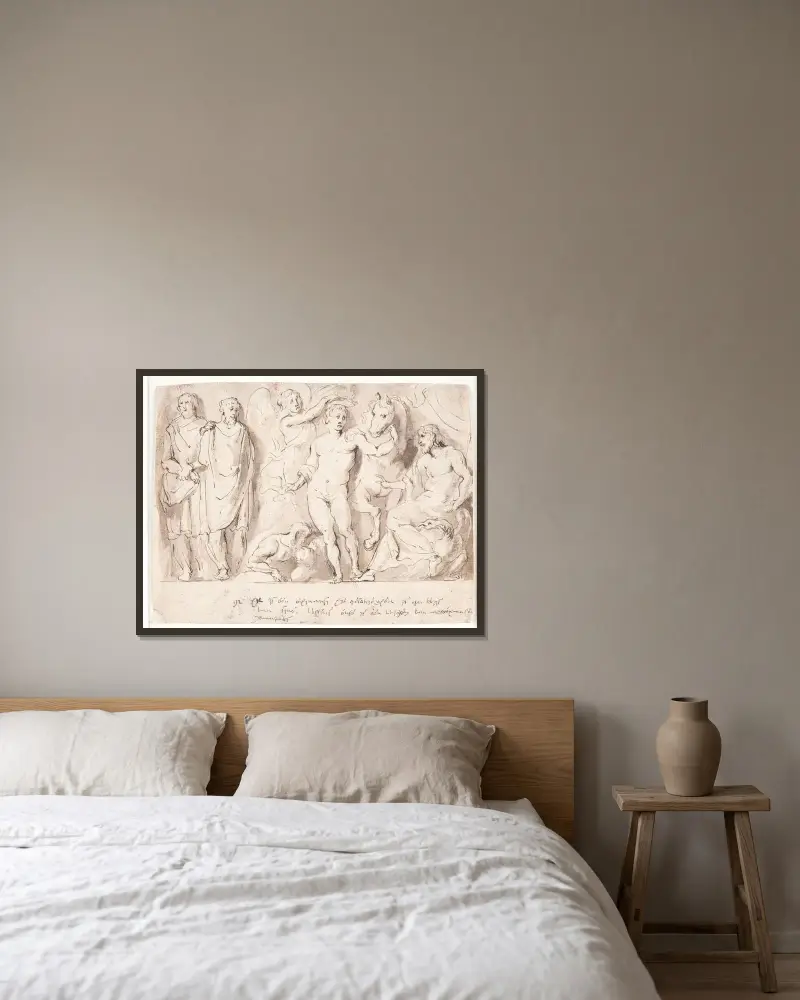 Der Triumph Alexanders des Großen von Peter Paul Rubens gerahmt an einer Wand