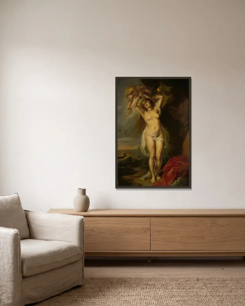 Andromeda av Follower of Peter Paul Rubens inramad på en vägg
