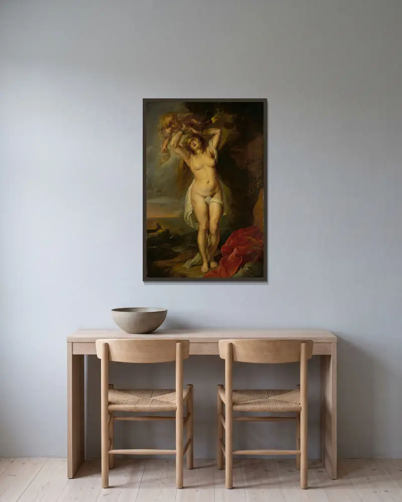 Andromeda av Follower of Peter Paul Rubens inramad på en vägg