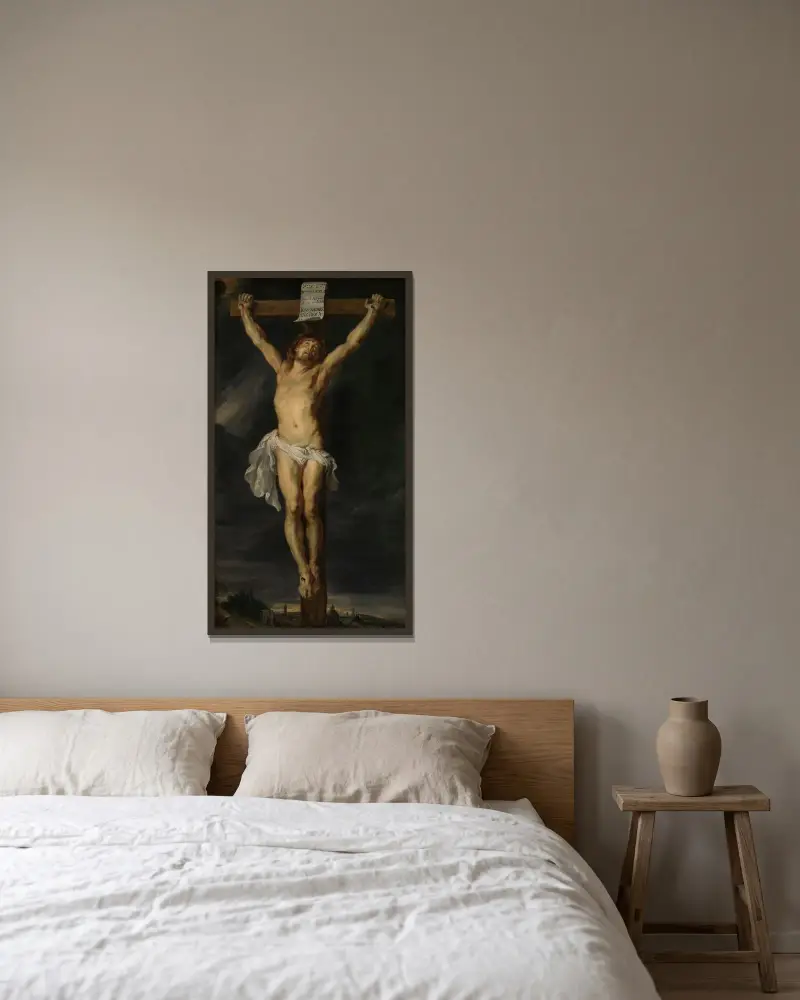 Christ on the Cross – nr 1 av Peter Paul Rubens inramad på en vägg