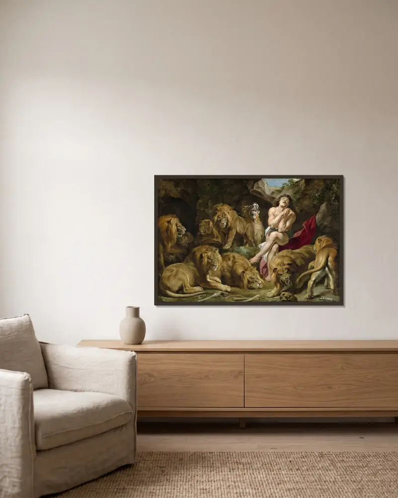 Daniel w jaskini lwów, Peter Paul Rubens w ramie na ścianie