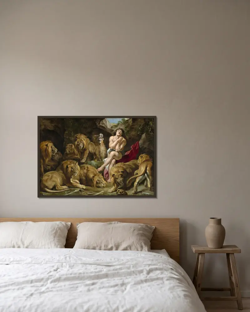 Daniel w jaskini lwów, Peter Paul Rubens w ramie na ścianie
