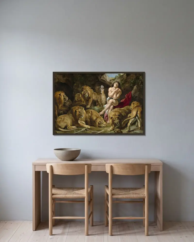 Daniel w jaskini lwów, Peter Paul Rubens w ramie na ścianie