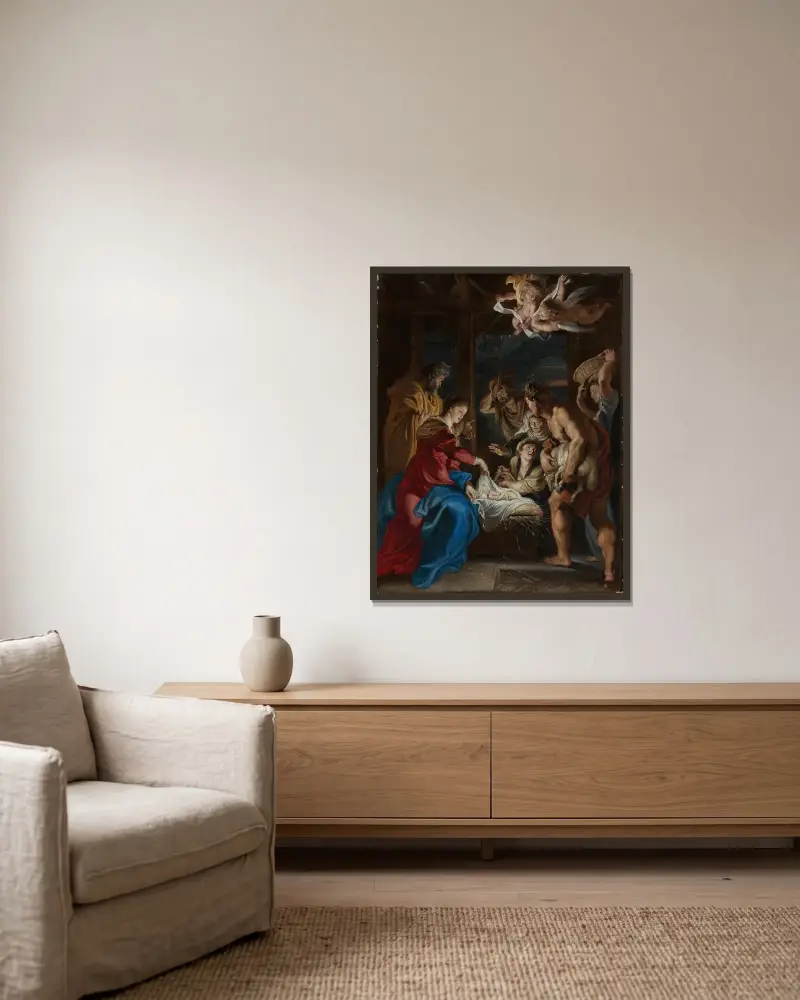 Pokłon pasterzy, Peter Paul Rubens w ramie na ścianie