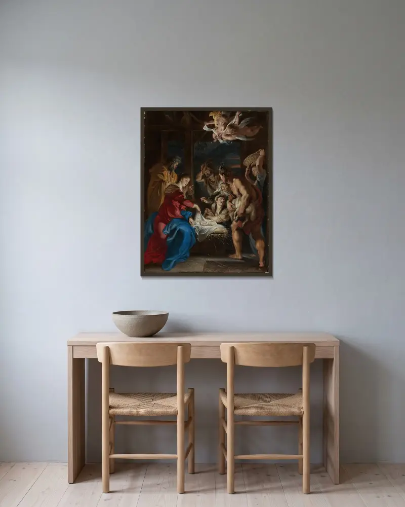 Pokłon pasterzy, Peter Paul Rubens w ramie na ścianie