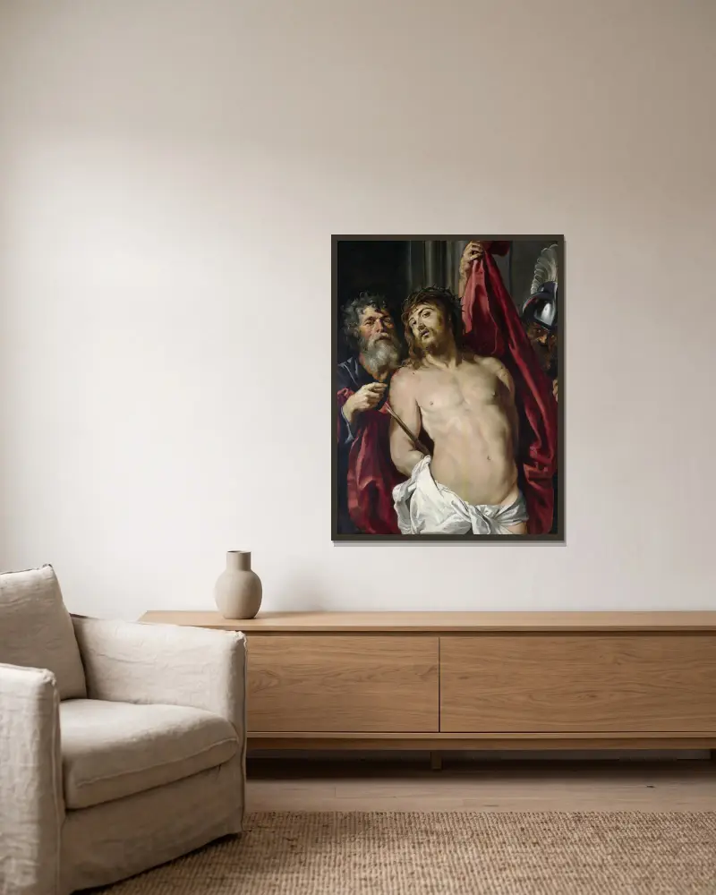 Ecce homo av Peter Paul Rubens inramad på en vägg