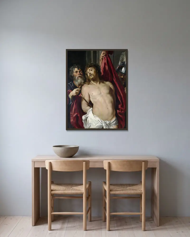 Ecce homo av Peter Paul Rubens inramad på en vägg