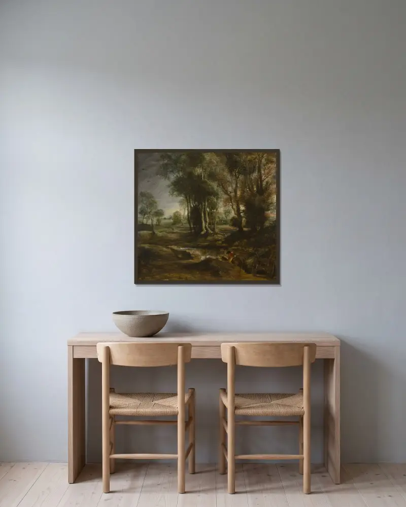 Pejzaż wieczorny z wozem na drewno, Peter Paul Rubens w ramie na ścianie
