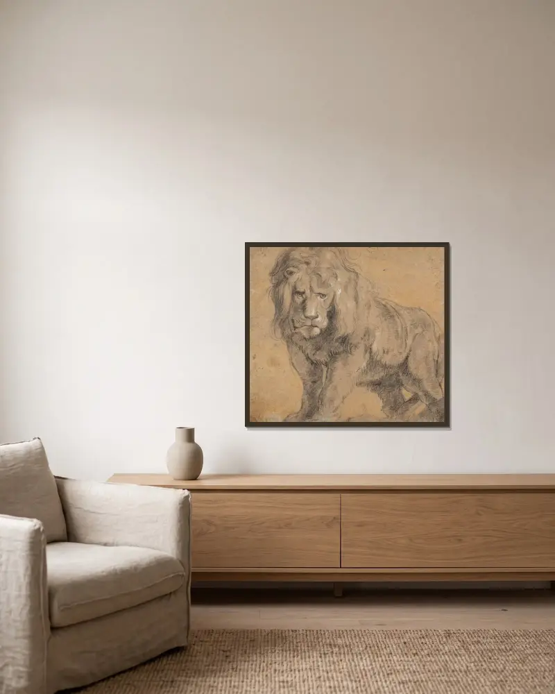 Löwe von Peter Paul Rubens gerahmt an einer Wand