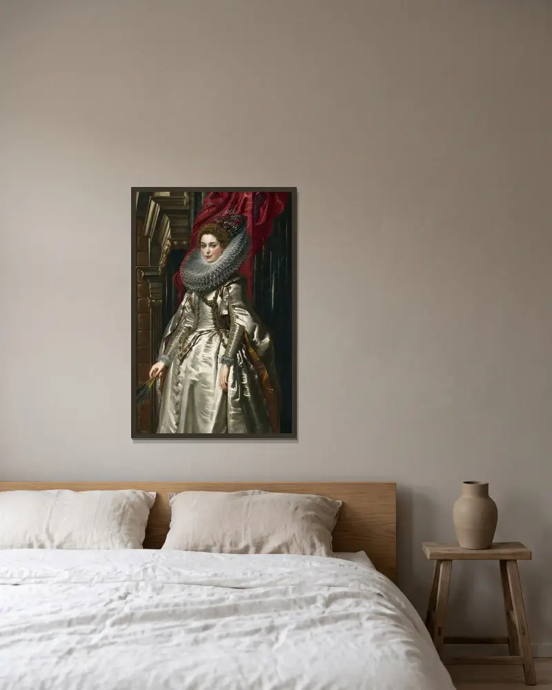 Markisinnan Brigida Spinola Doria av Peter Paul Rubens inramad på en vägg