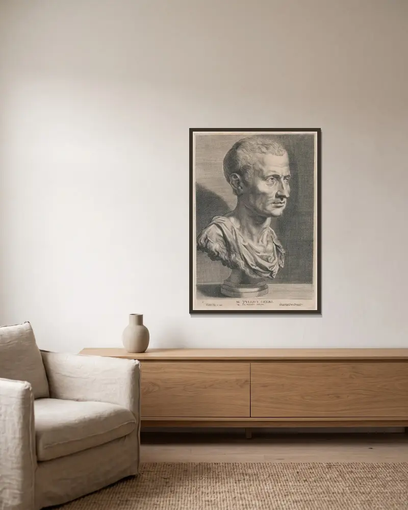 Marcus Tullius Cicero av Peter Paul Rubens inramad på en vägg