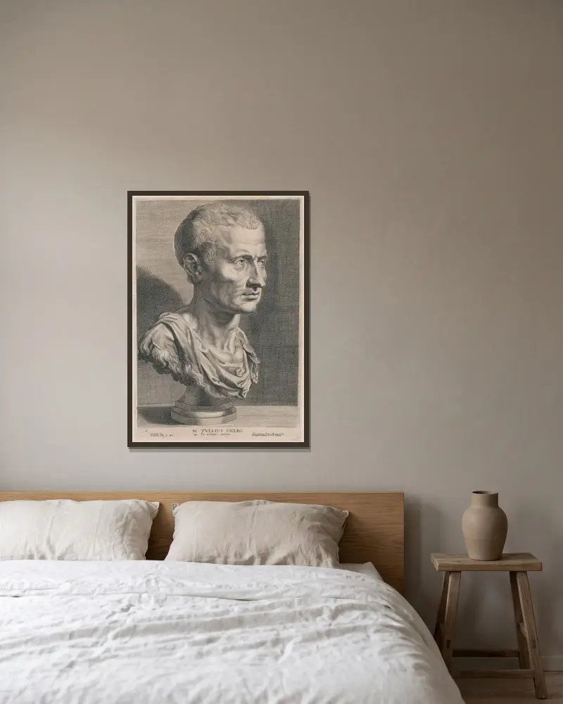 Marcus Tullius Cicero av Peter Paul Rubens inramad på en vägg