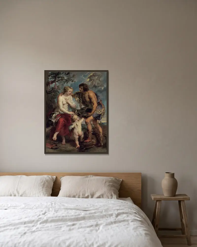 Meleager und Atalante von Peter Paul Rubens gerahmt an einer Wand