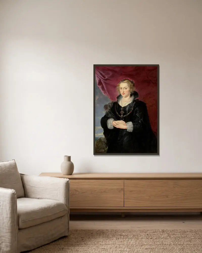 Porträtt av en dam av Peter Paul Rubens inramad på en vägg
