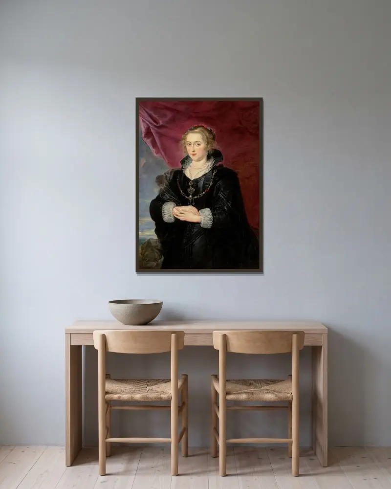 Porträtt av en dam av Peter Paul Rubens inramad på en vägg