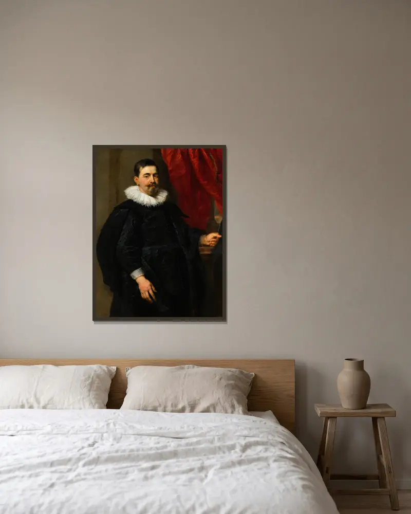 Bildnis eines Mannes, möglicherweise Peter van Hecke von Peter Paul Rubens gerahmt an einer Wand