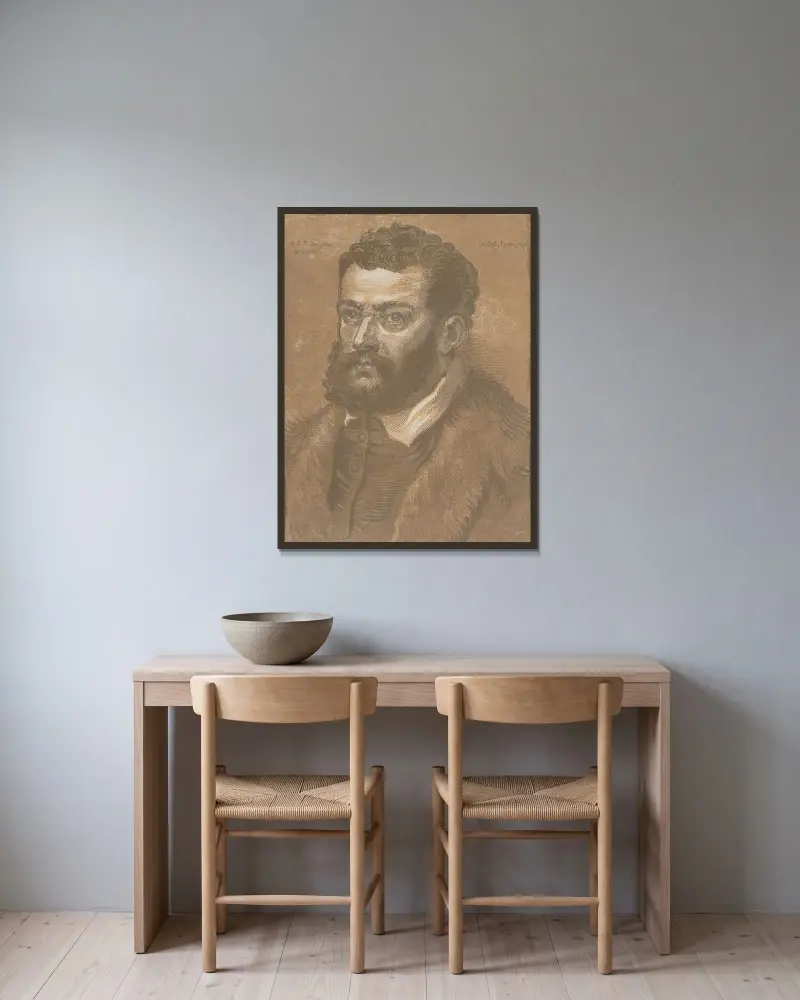 Porträtt av en man av Peter Paul Rubens inramad på en vägg