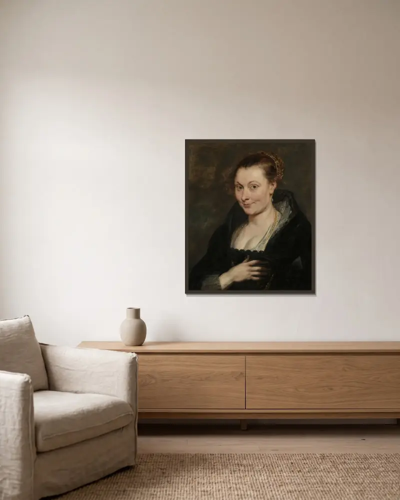 Porträtt av Isabella Brant av Peter Paul Rubens inramad på en vägg
