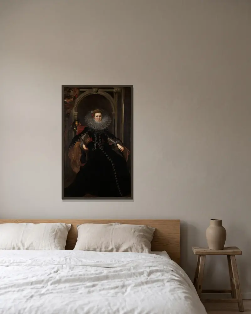 Porträtt av Veronica Spinola Serra av Peter Paul Rubens inramad på en vägg