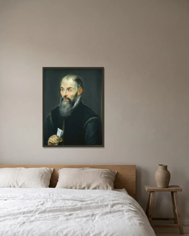 Portret van Jacobus Moretus av Peter Paul Rubens inramad på en vägg