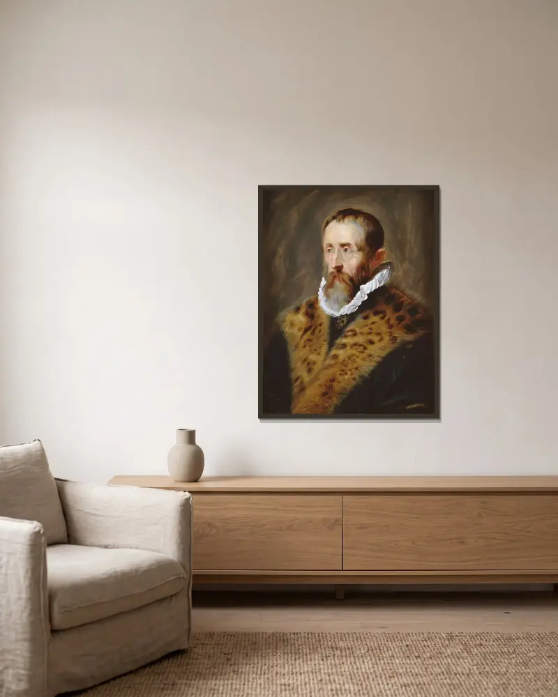 Porträt des Justus Lipsius von Peter Paul Rubens gerahmt an einer Wand
