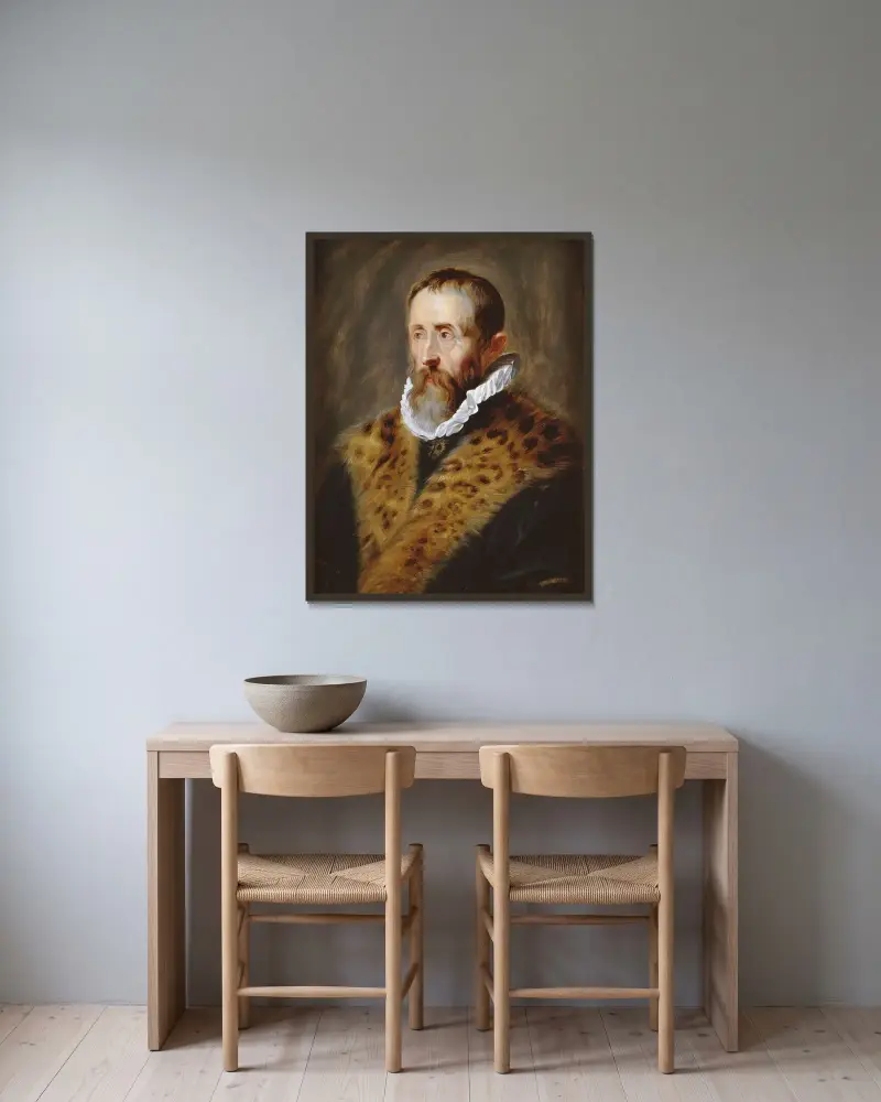 Porträt des Justus Lipsius von Peter Paul Rubens gerahmt an einer Wand