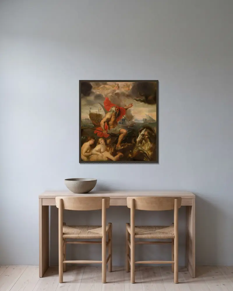 Quos Ego av Peter Paul Rubens inramad på en vägg
