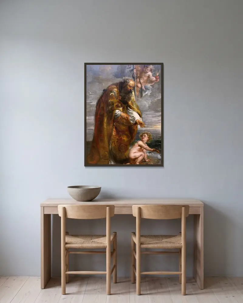 Der heilige Augustinus von Peter Paul Rubens gerahmt an einer Wand