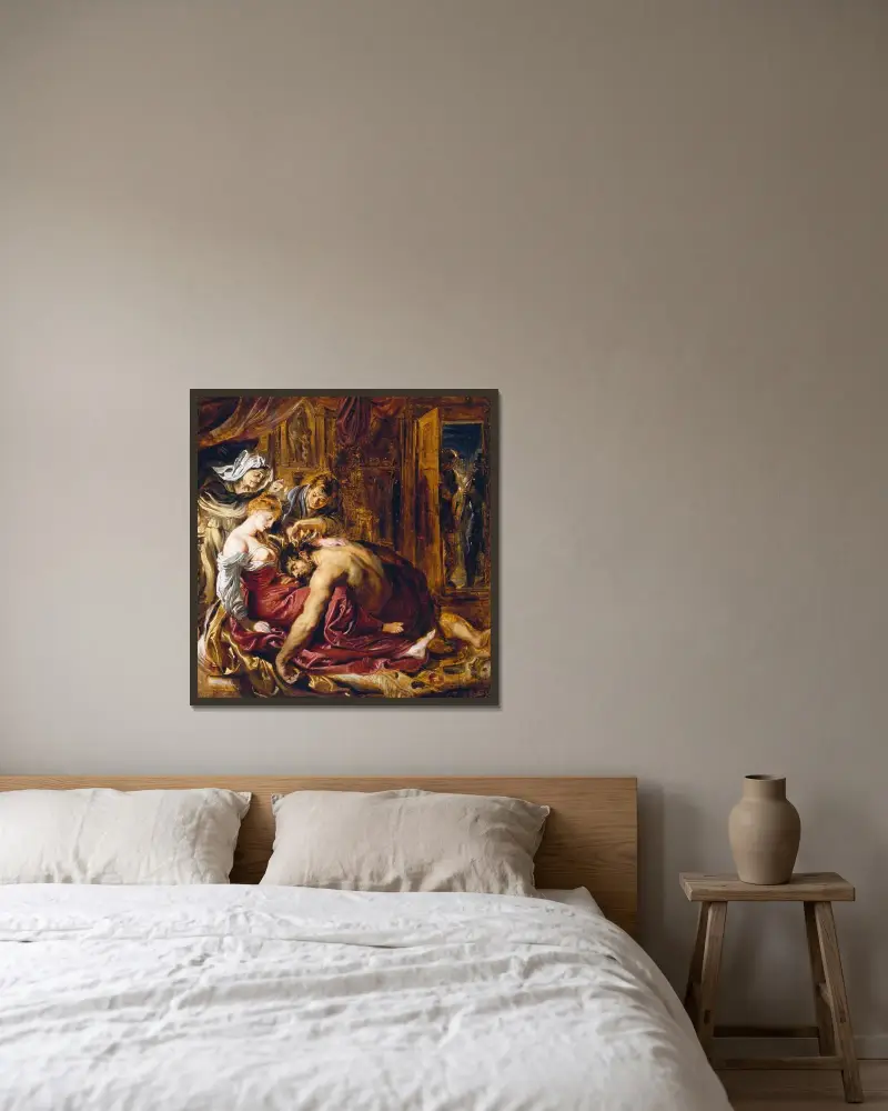 Samson and Delilah av Peter Paul Rubens inramad på en vägg