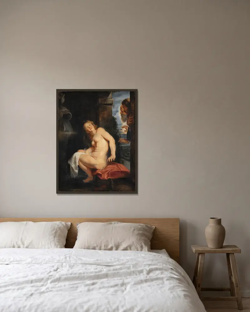 Susanna und die Ältesten, 1614 von Peter Paul Rubens gerahmt an einer Wand