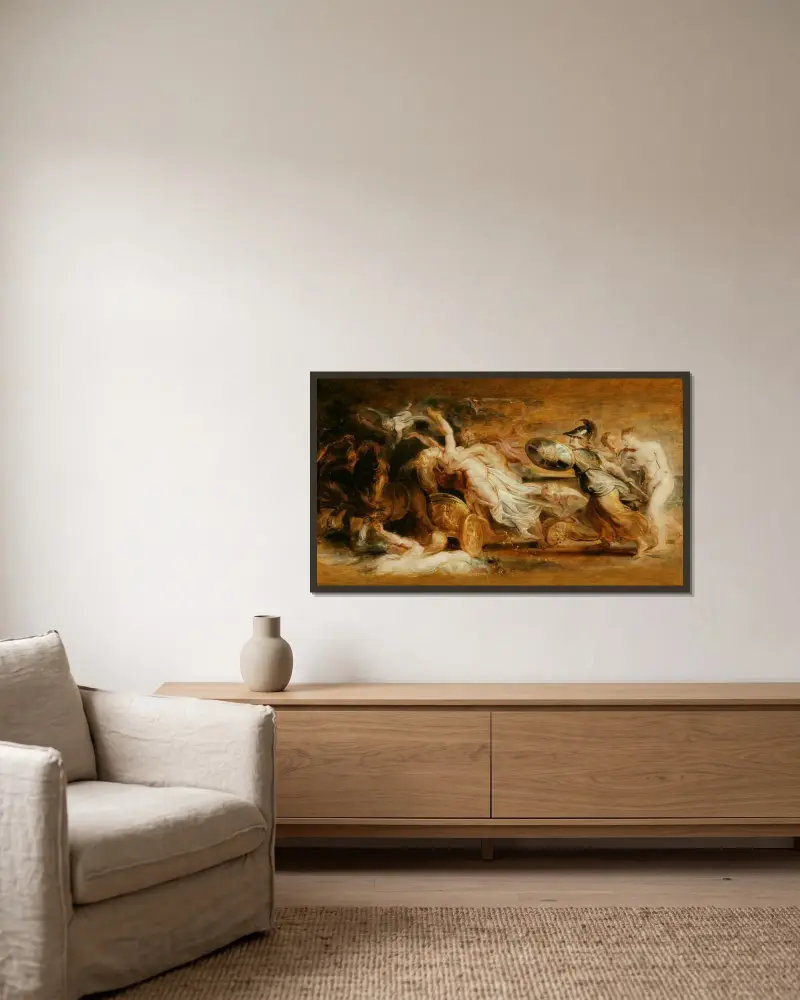 Der Raub der Proserpina von Peter Paul Rubens gerahmt an einer Wand