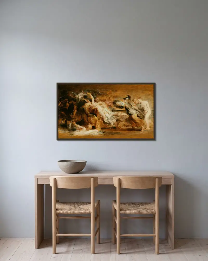 Der Raub der Proserpina von Peter Paul Rubens gerahmt an einer Wand