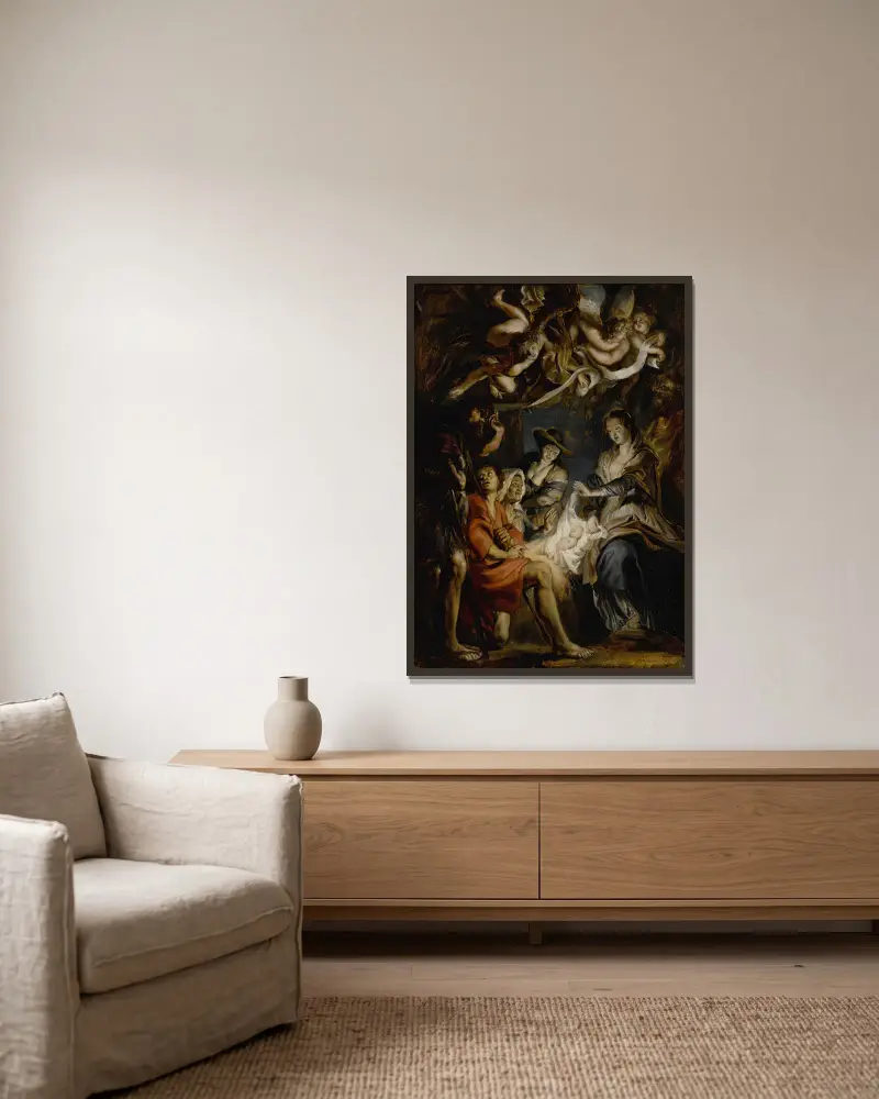 Pokłon pasterzy, Follower of Peter Paul Rubens w ramie na ścianie
